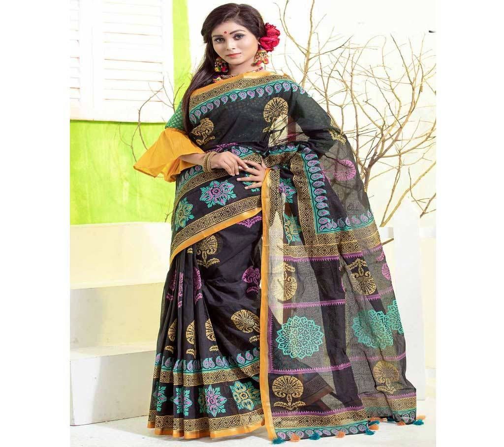 Cotton block sharee with blouse piece 