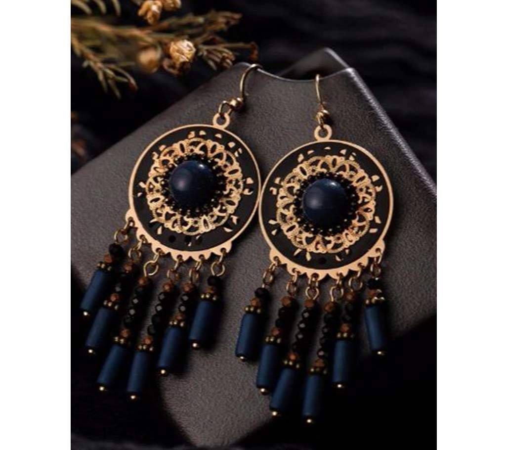 Water drop Ethnic Hollow Round Bead Long tassel Earrings for women