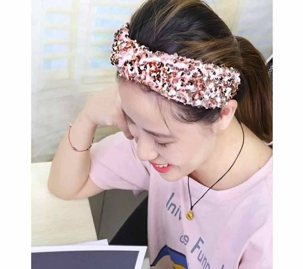 Women Simple Sequin Turban Striped Pattern  Hair Band