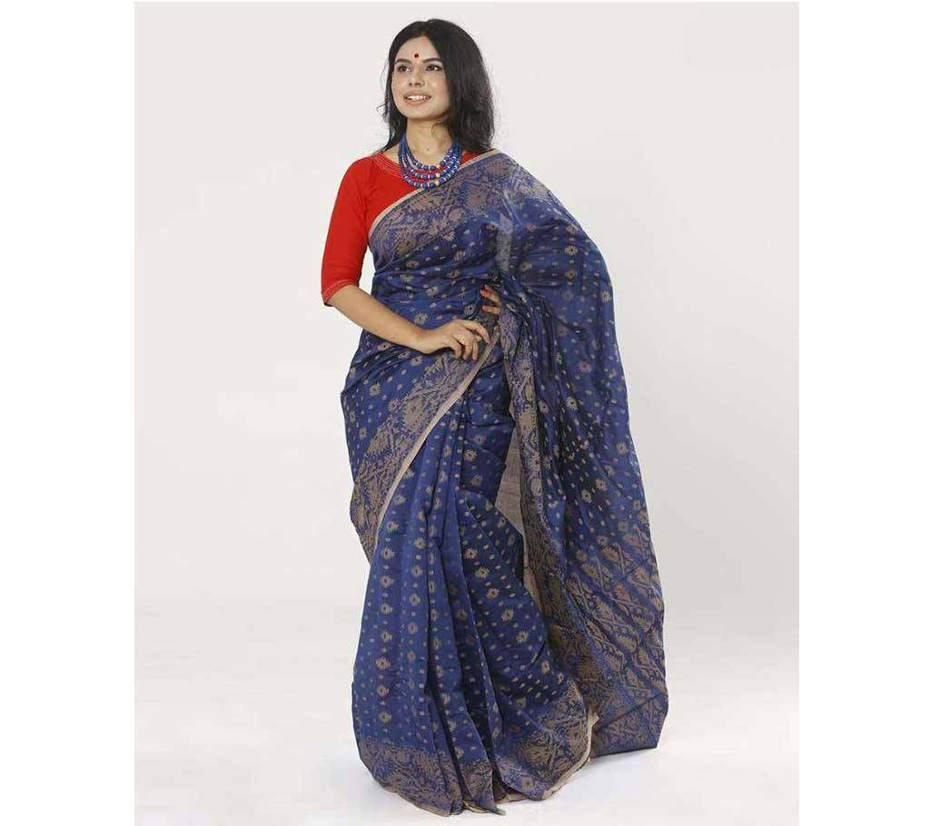 Deep Cove Color Half Silk Tangail Jamdani Saree For Women