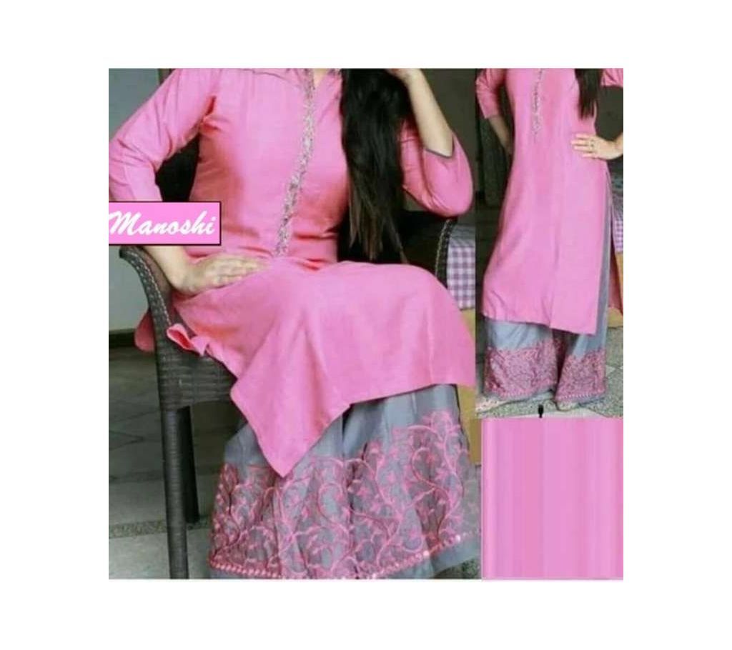 Salwar Kameez Unstitched Block Printed Salwar Kameez for Women Pink Color