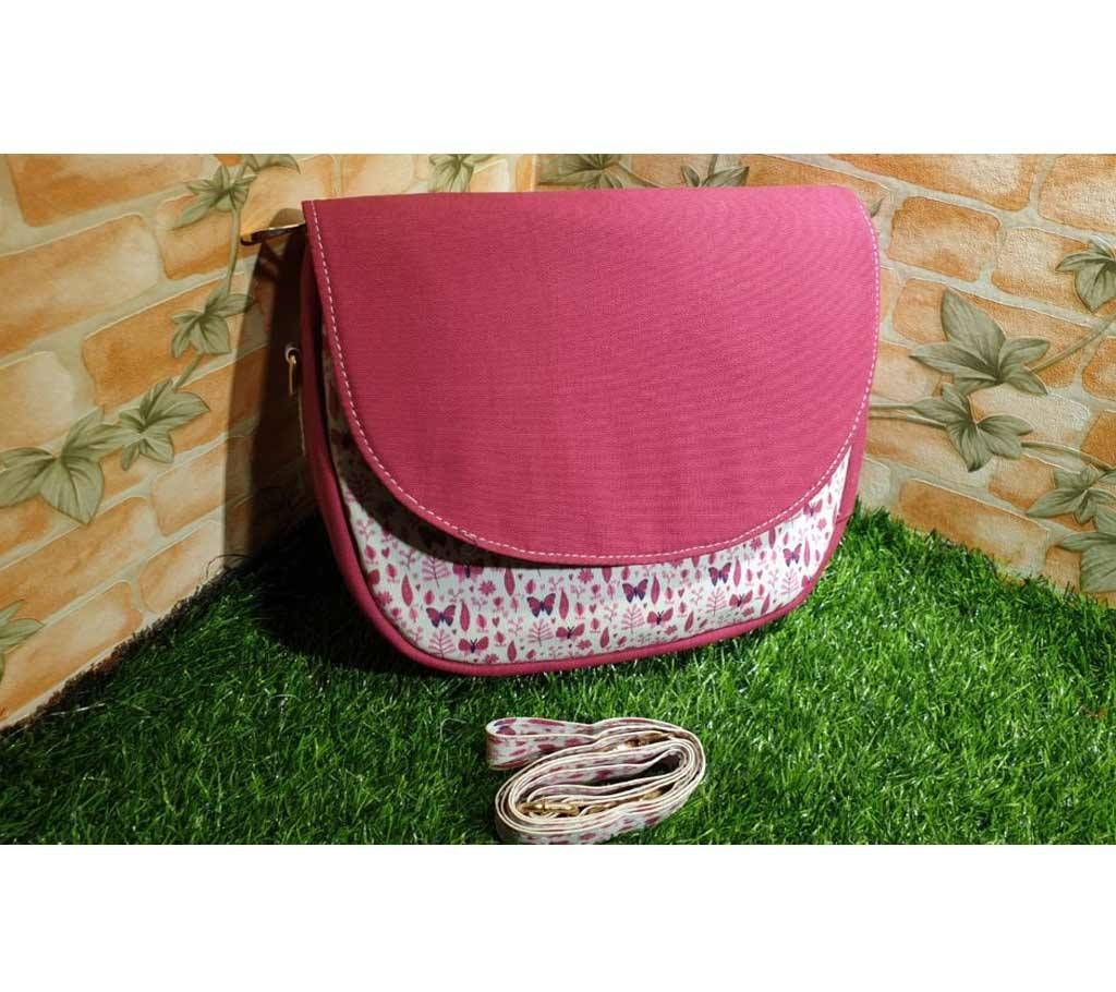 Artificial Leather and Fabric mix Cross Body Bag