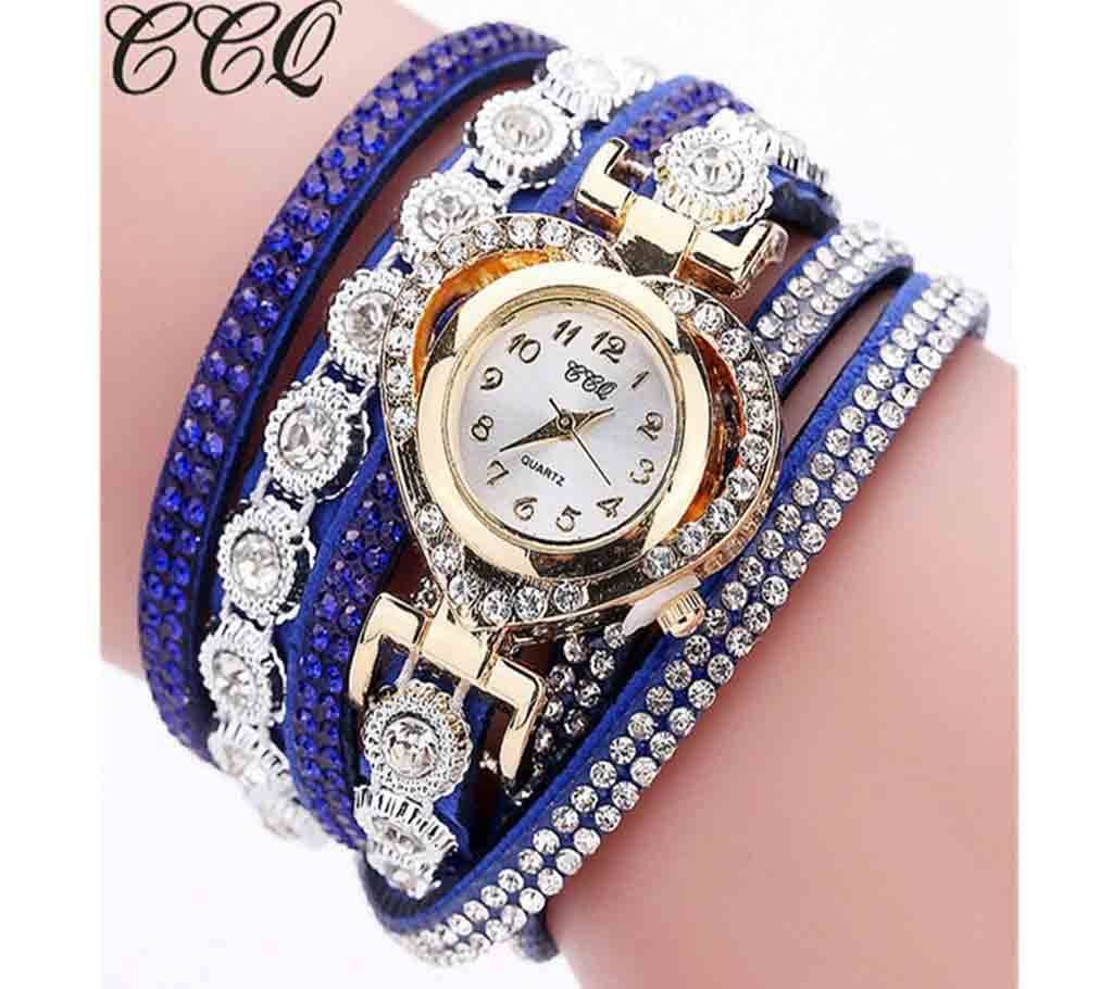 Ladies Bracelet Watch Stone Work-Navy Blue