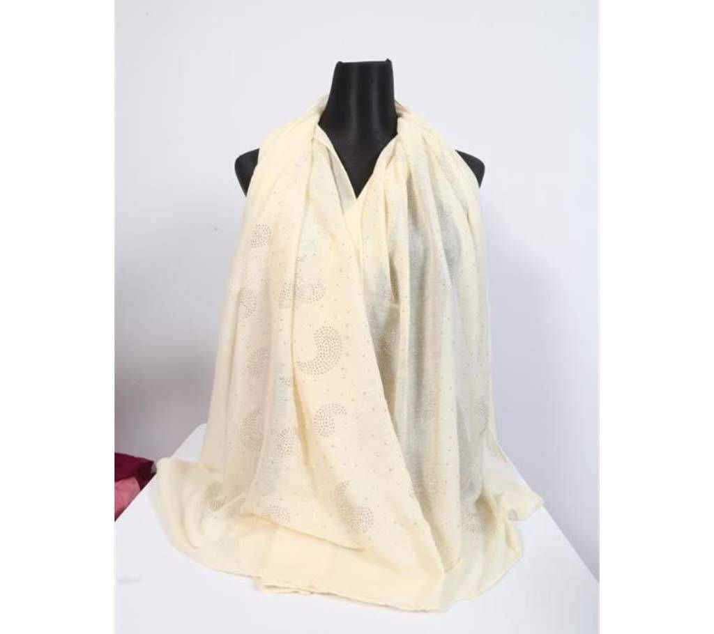 Off White Cotton Stone Worked Hijab