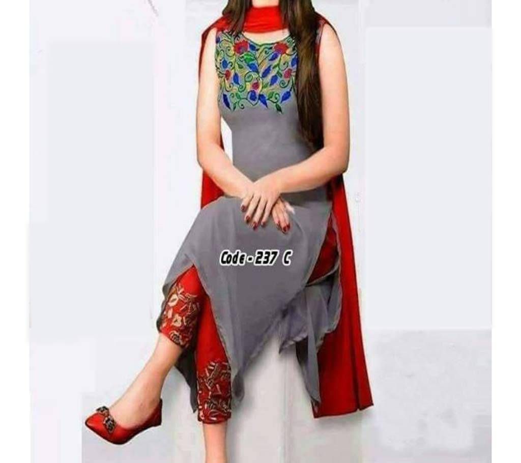 Unstitched Indian Embroidered Georgette Three piece