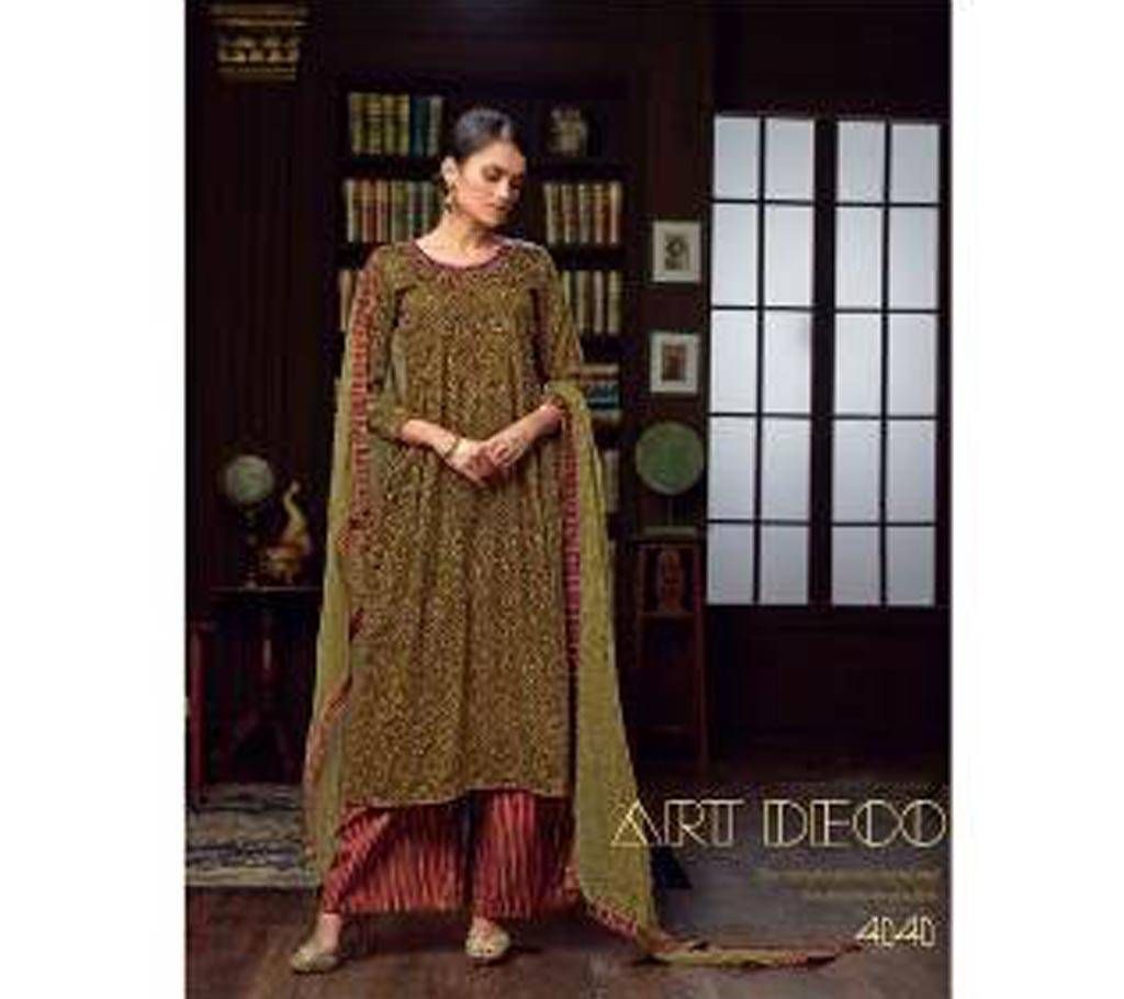 GANGA ART DECO Unstitched Three Piece 