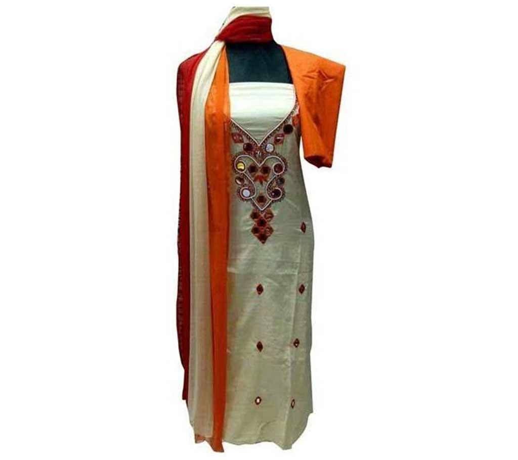 Un-stitched Karchupi Work Three Piece Dress Set