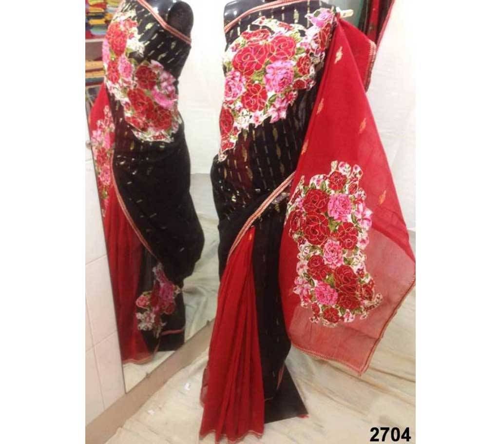 Half Silk Applique Design Jamdani Share