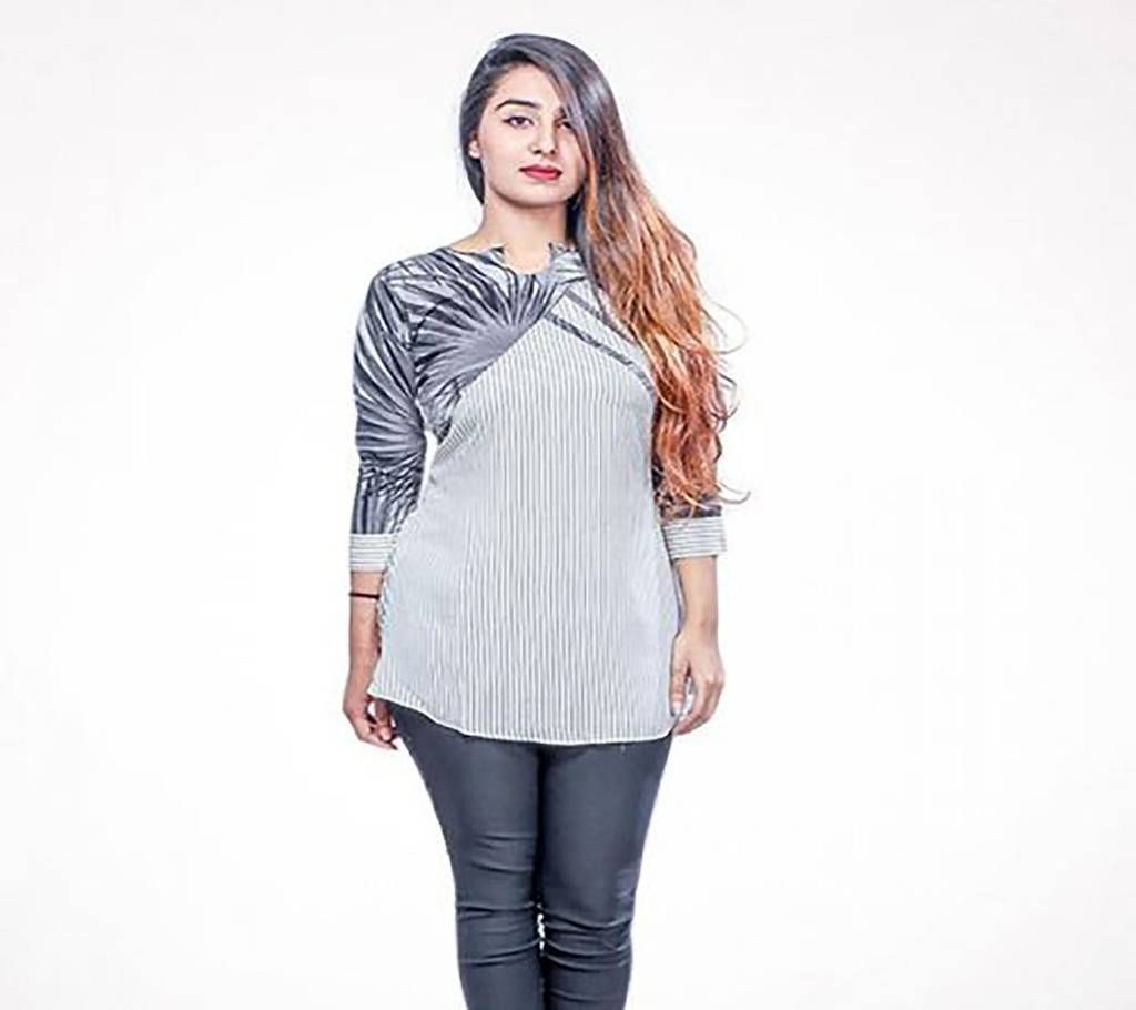 White and Gray  Georgette Tops for Women