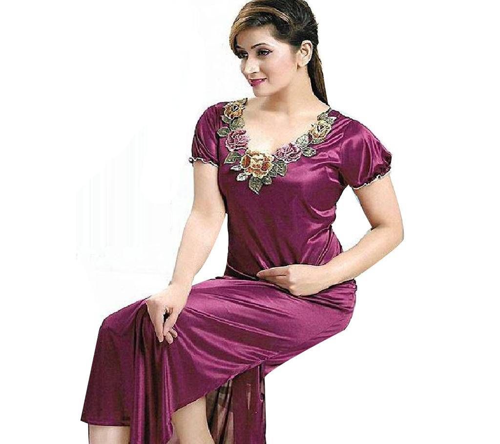 Dark Magenta Silk Night Gown for Women