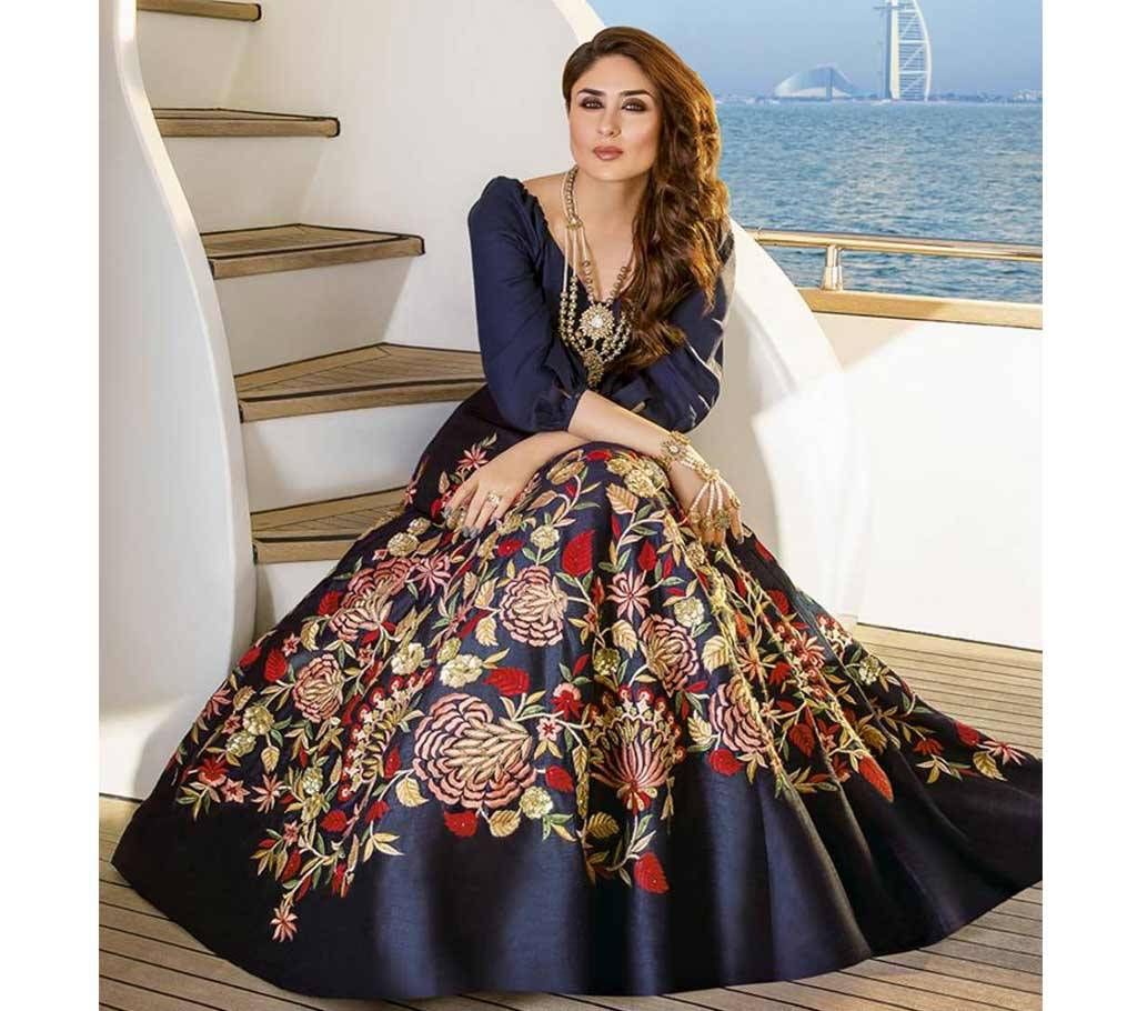 UNSTITCHED Designer with embroidery work length floor salwar suit kareena 025