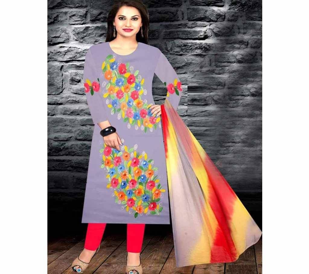 Unstitched brush printed cotton replica salwar kameez seblock-620