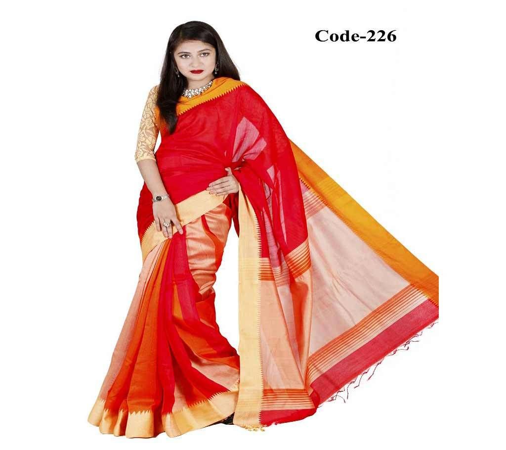 Red & Orange Toshor SIlk Sharee