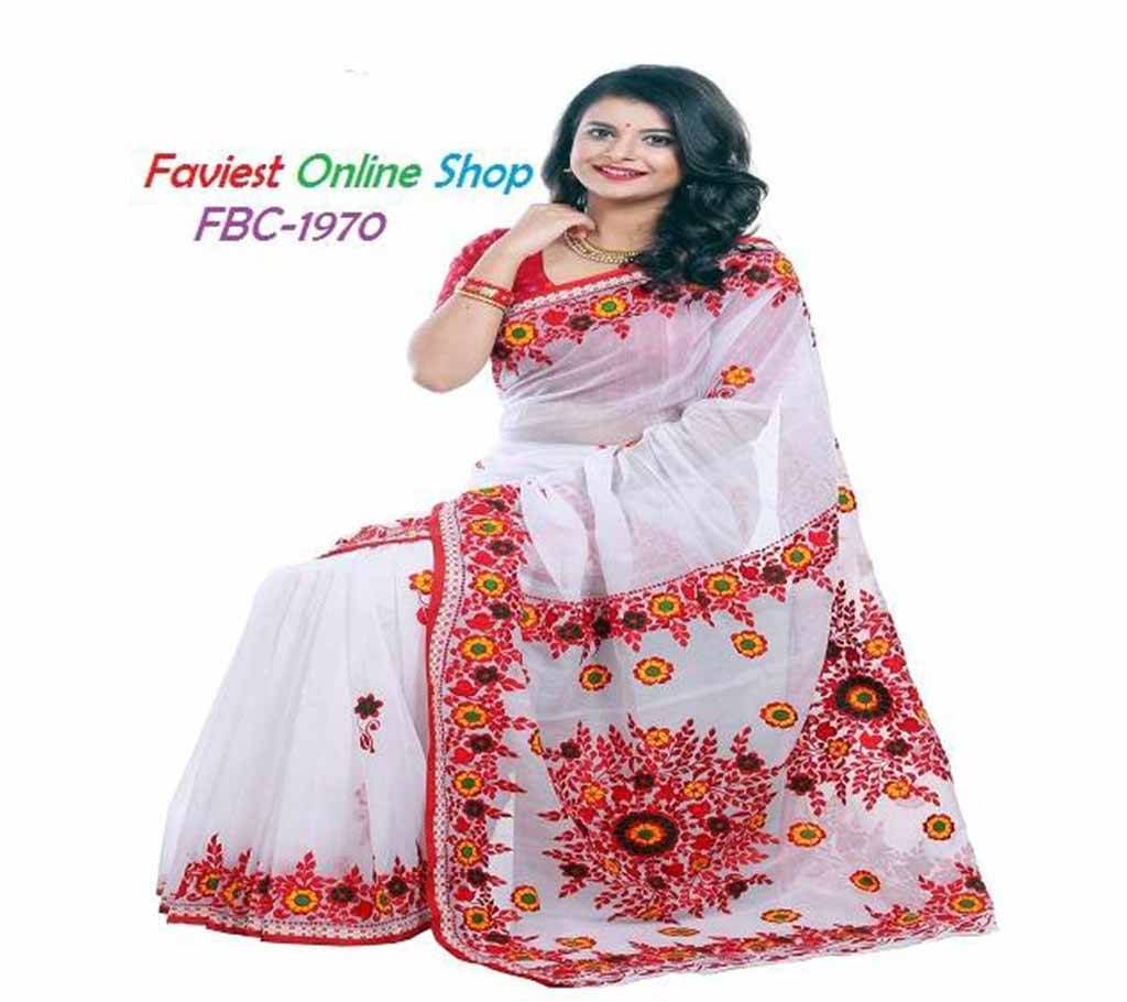 White  Muslin Silk  saree