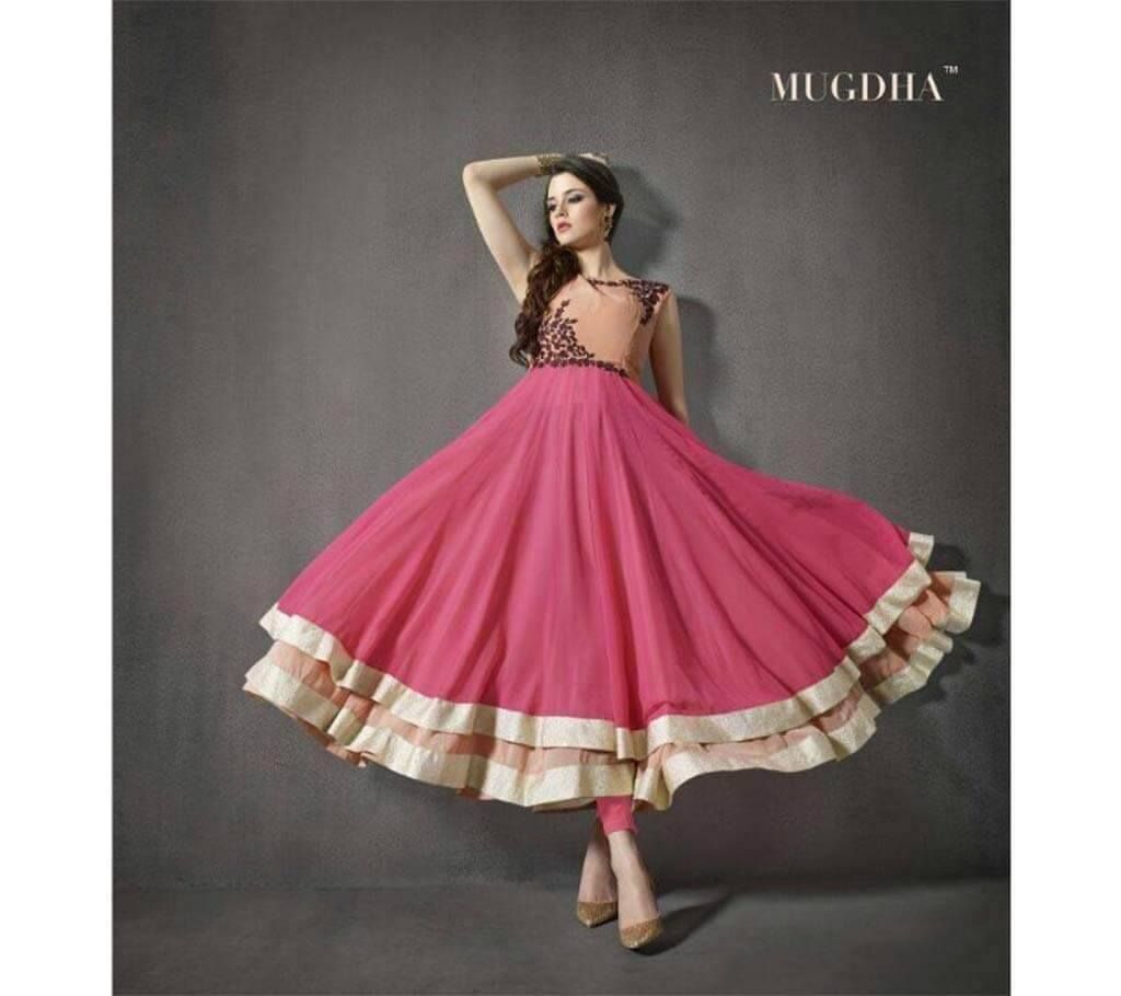 Unstitched pink & White Salwar Kameez For Women