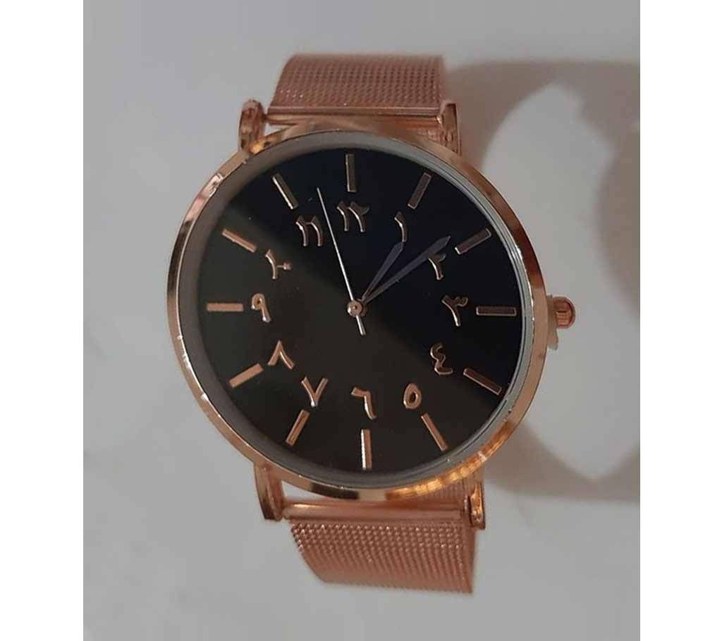 Woman Watch Rose gold with Black dial