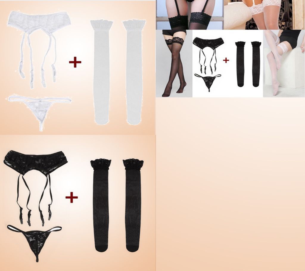 Summer Fashion Sexy Women Lace Babydoll Belt Stockings Underwear