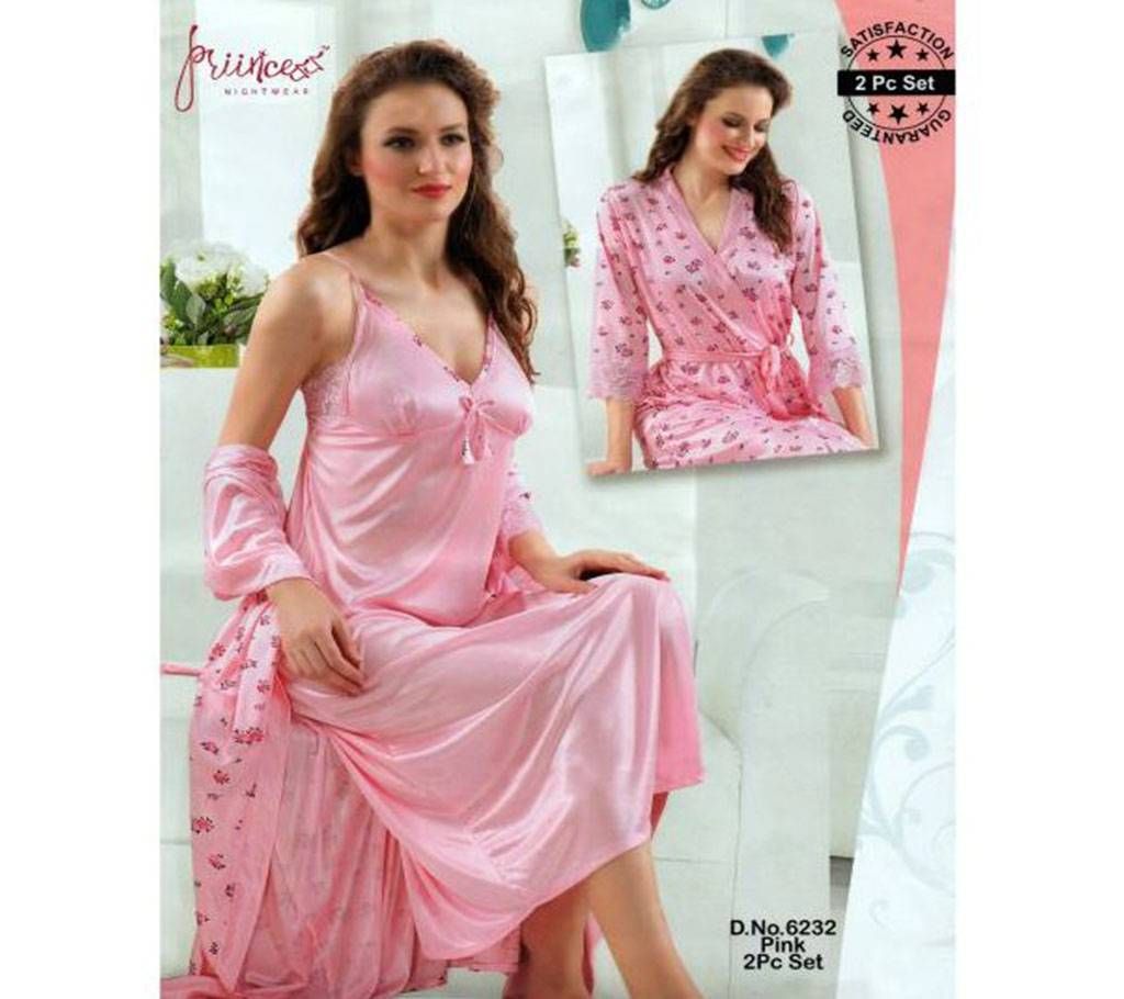 Fashionable Two Part Nighty-6232 Pink