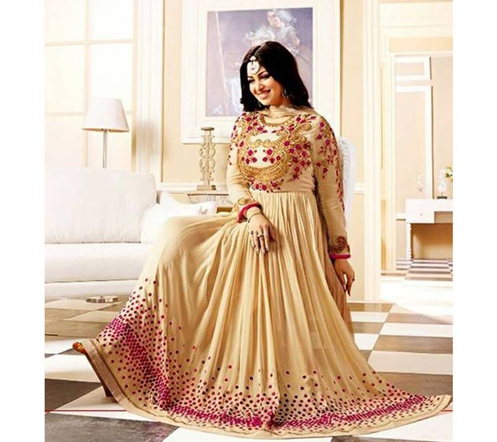 Unstitched Computer Emboidery - Indian Weightless Georgette Gown Dress 