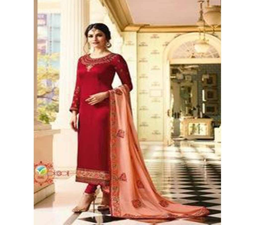 Unstitched Three Piece With Creme color Orna 