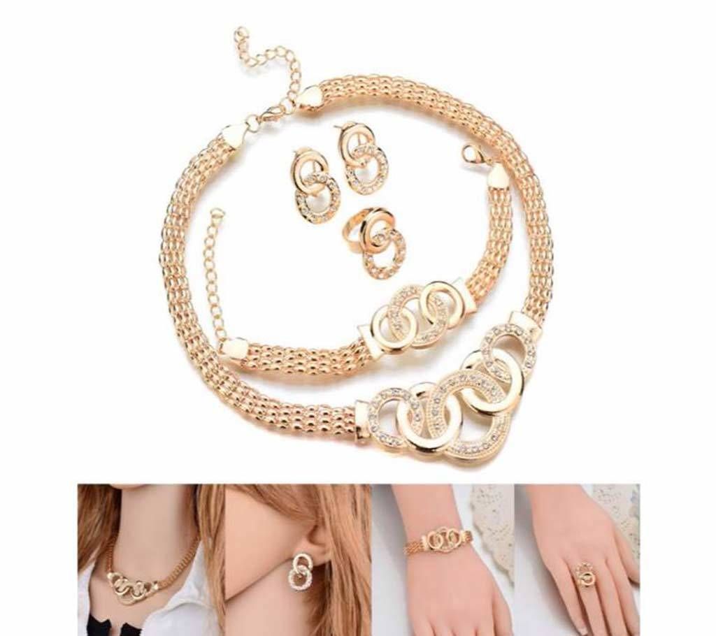 Crystal Jewellery Set  (Necklace Earrings Ring Bracelet) for Women