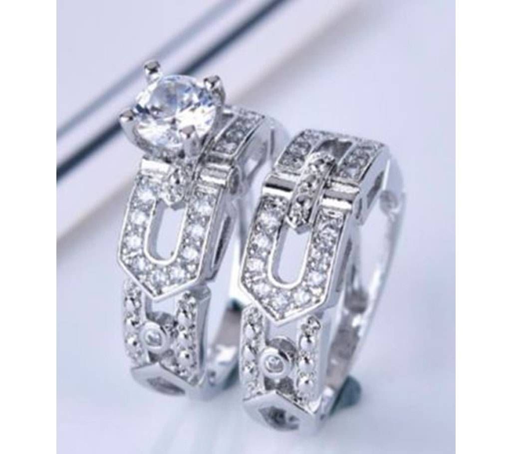 2Pcs/Set Luxury Crystal  Zircon Stone Rings For Women