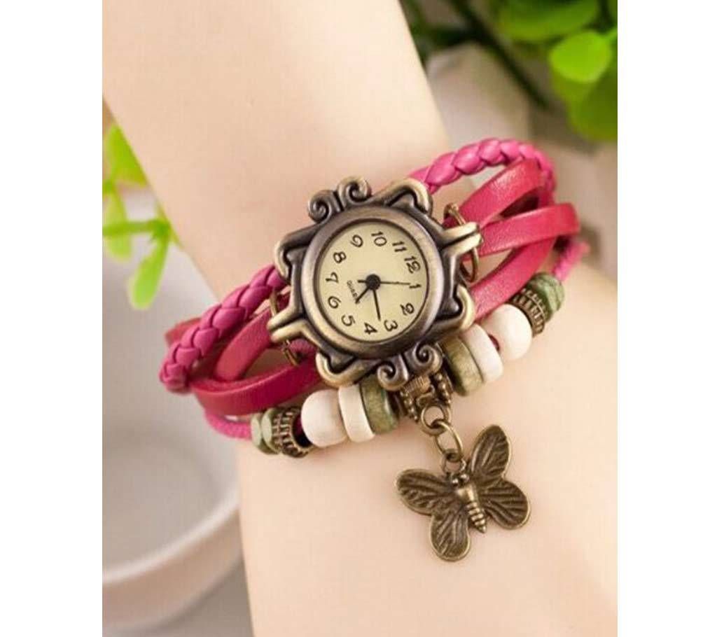 Butterfly Leather Vintage Bracelet Watch For Women