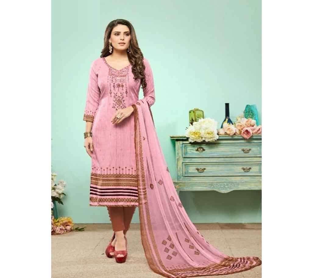 Unstiched Pashmina print with Embroidery Salwar kameez 