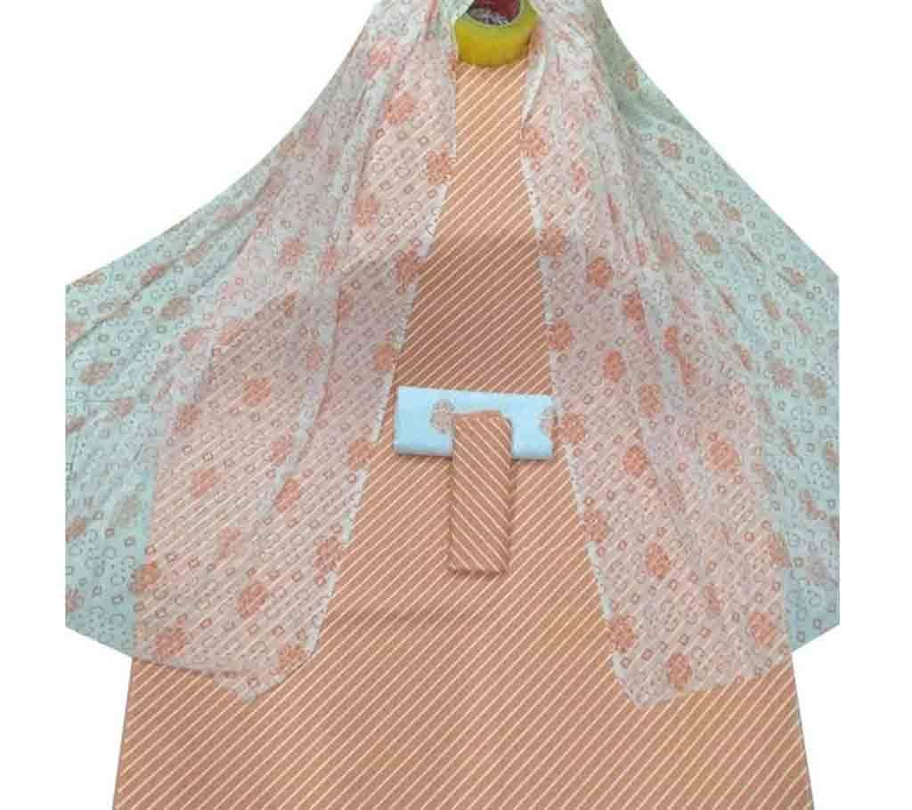 Unstiched Apricot Skin Printed Cotton 3 pieces 