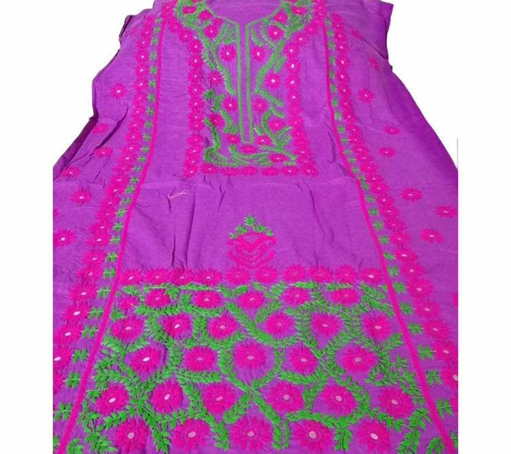 Unstitched Cotton Single Kamiz Kurti - Purple 