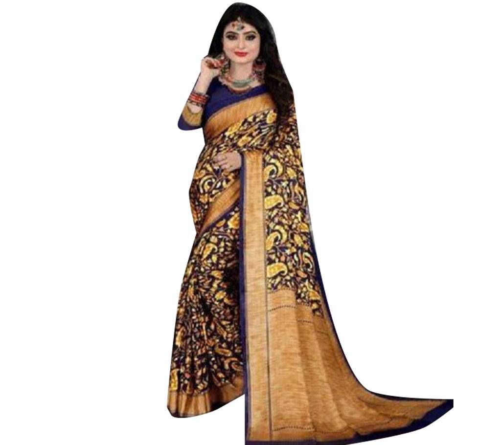 Crepe Silk Saree  Black Yellow 
