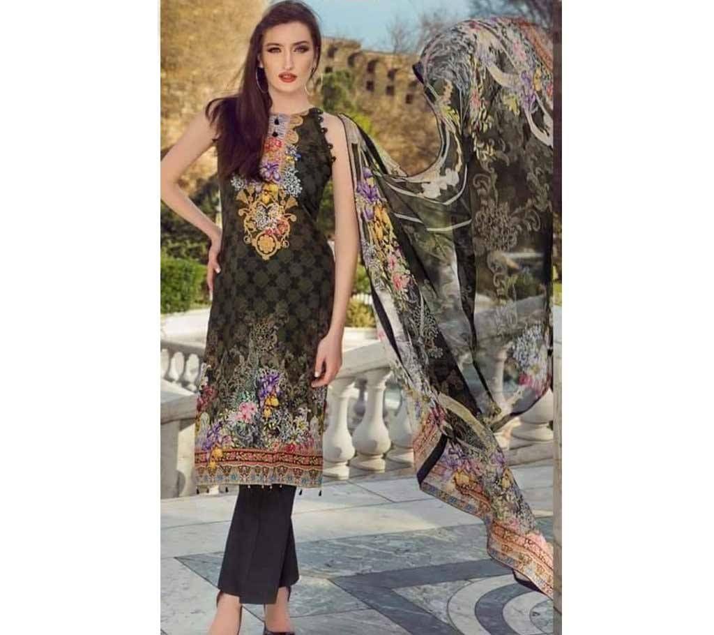 Unstitched Indian kashmiri amdrodary Design Three-Piece 02