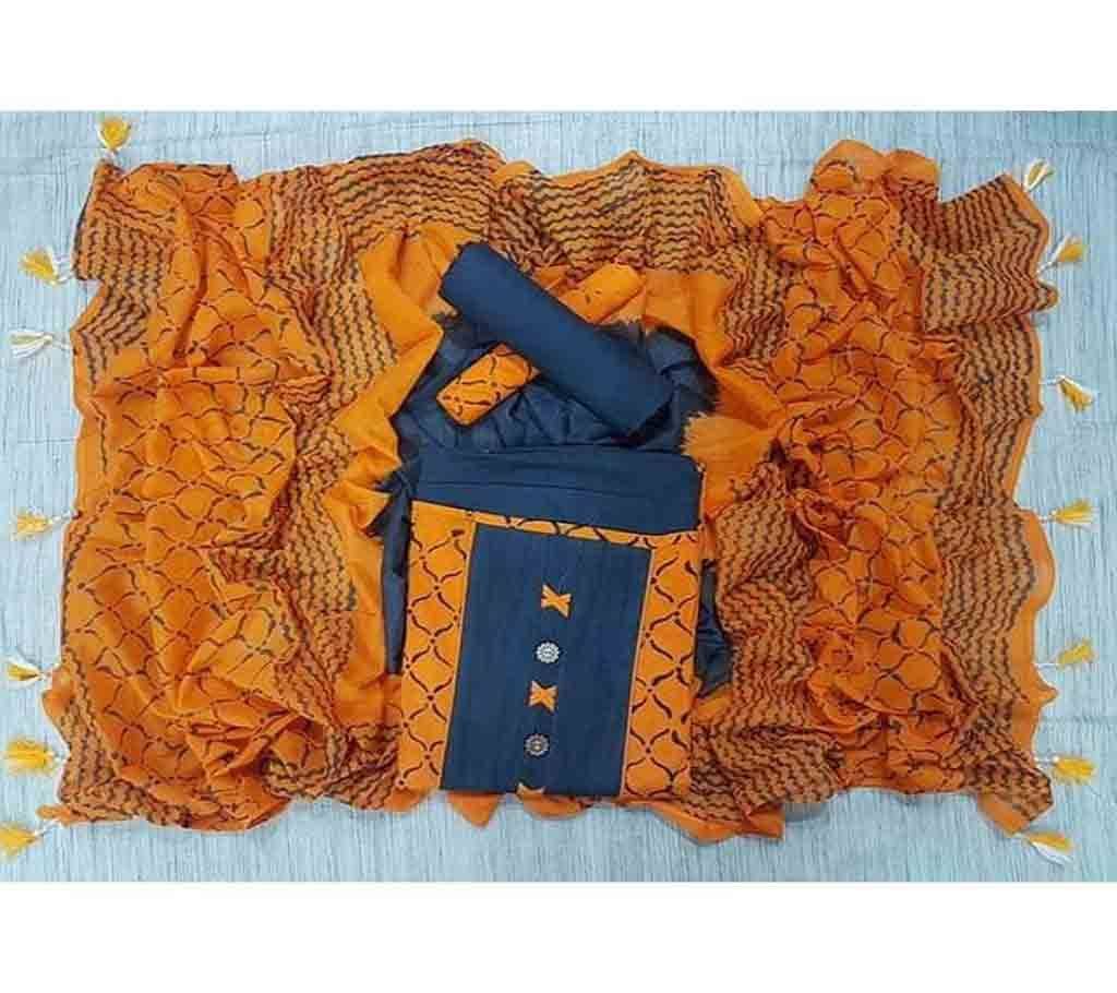 Unstitched Bexi Voil Leach Vegetable Batik Three Piece For Women-4