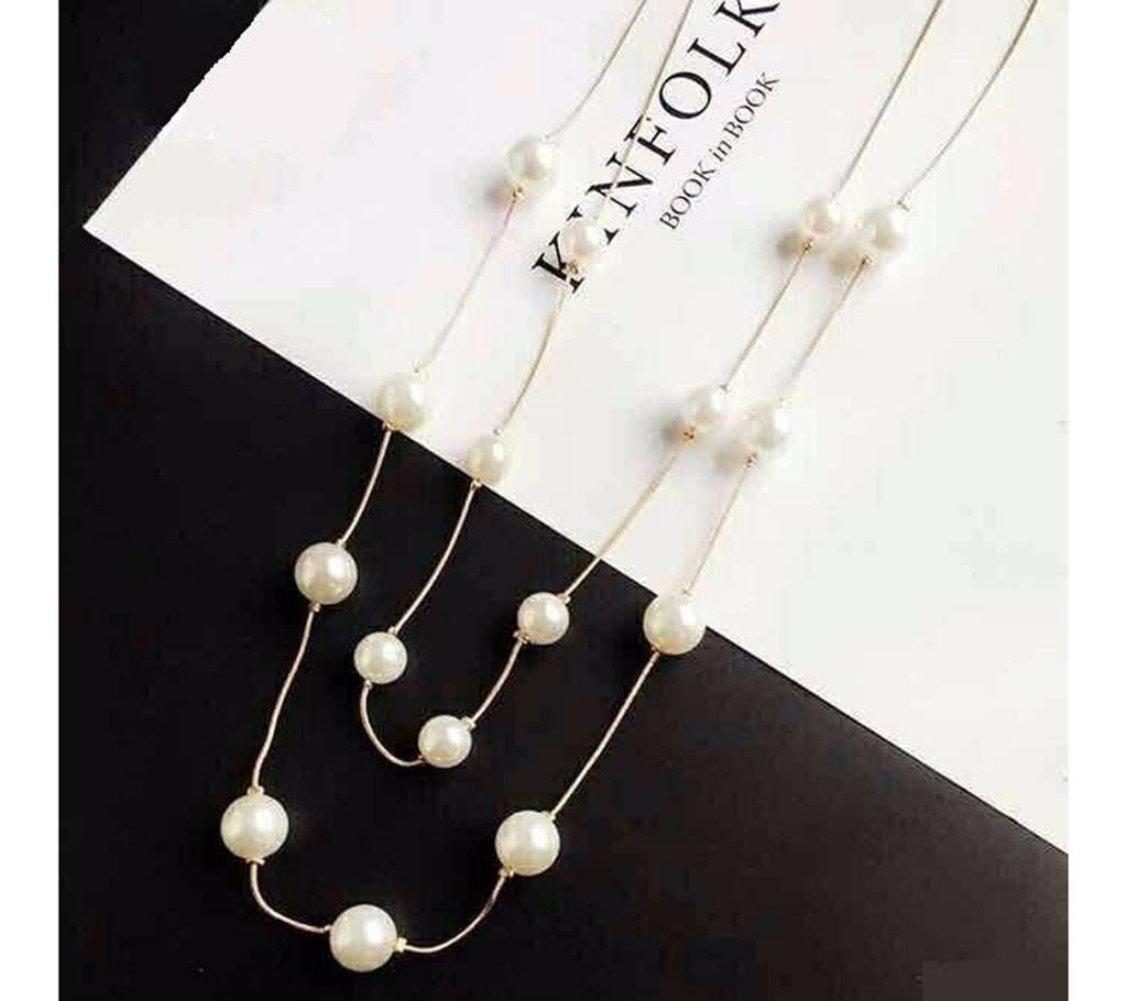 Double Layer Gold Plated Pearl Chain 