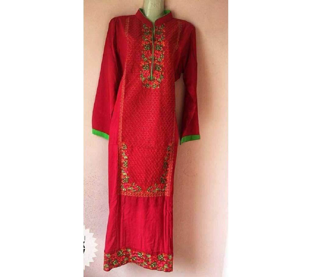 Unstitched Embroidered Cotton Kurti