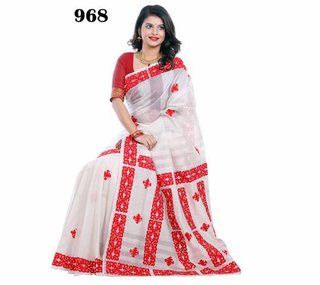 Pure Andy Silk Saree With Hand Embroidery & Cutwork Design 