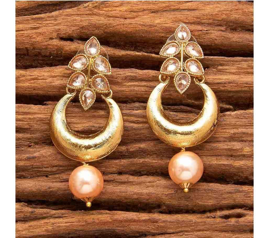 INDO WESTERN SHORT EARRINGS WITH MEHNDI PLATING 9015 (by Pink Point - KJ9015)