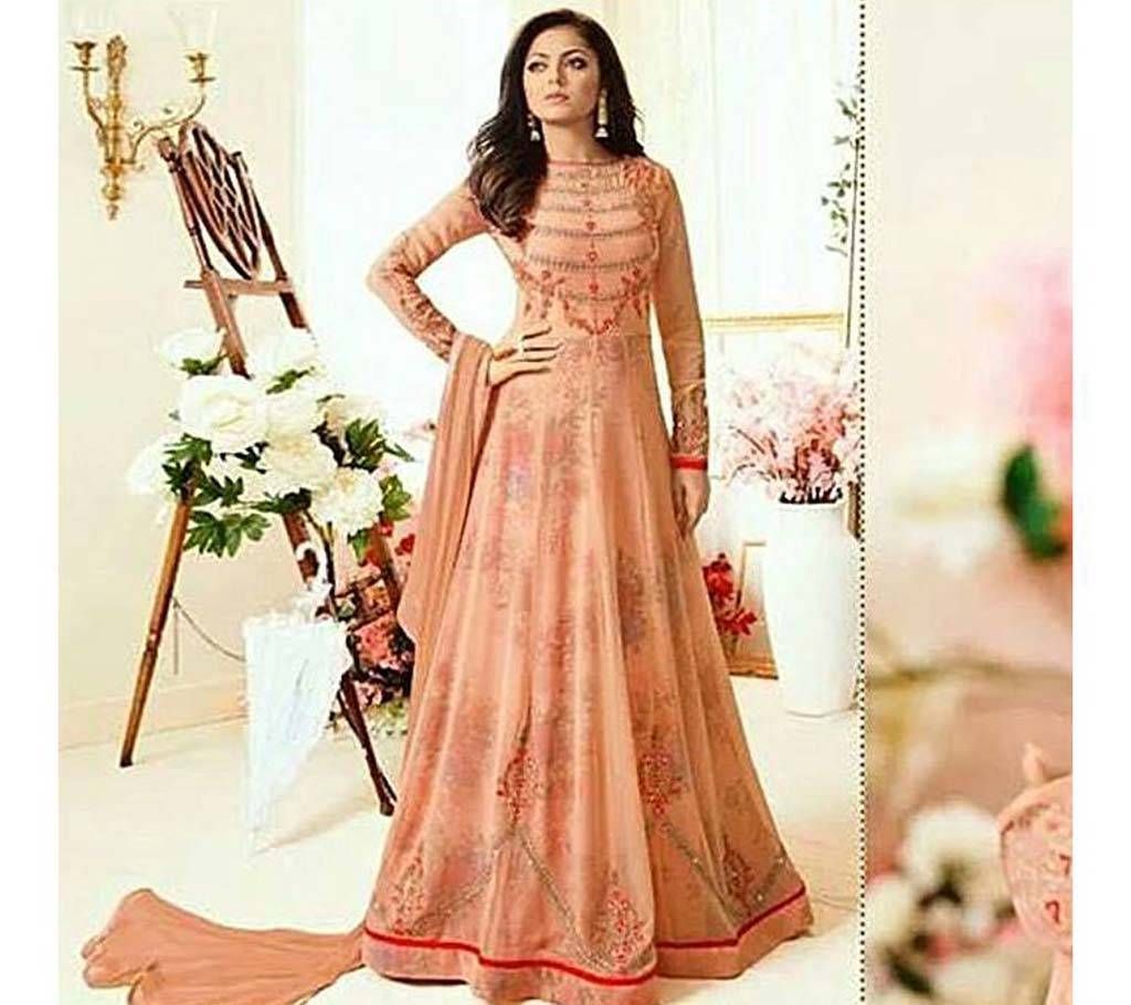 Unstitched Orange Embroidery Georgette Gown (Copy)