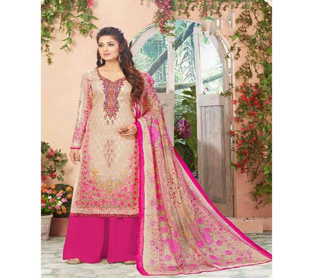 Unstiched Cotton Embroidery Three-Piece (Replica)