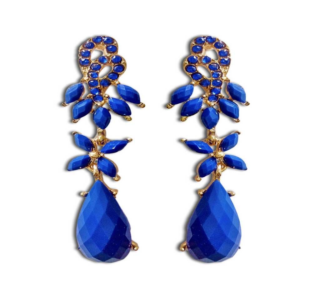 blue flower drop earring