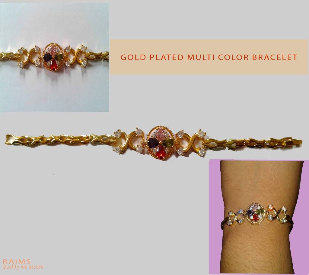 GOLD PLATED MULTI COLOR CRYSTAL BRACELET