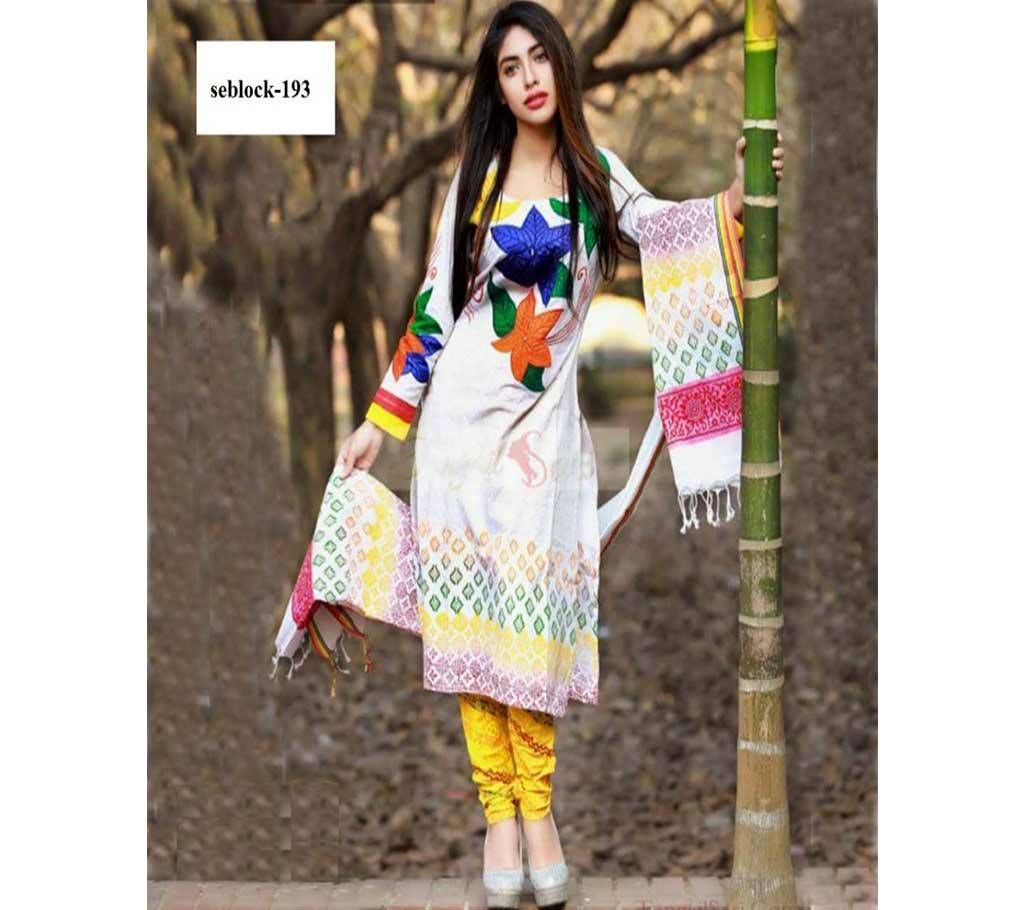 unstitched block with embroidery cotton salwar kameez seblock-193
