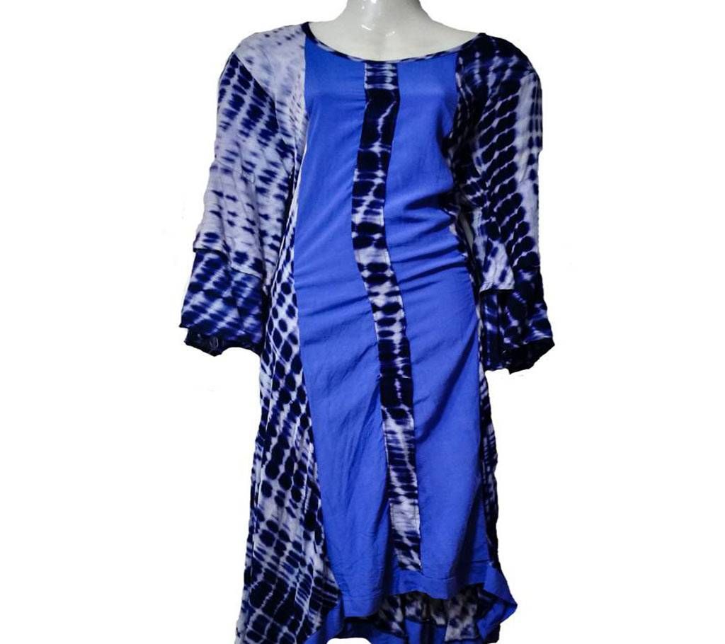 Readymade Light Blue Cotton Three Quarter Sleeves Kurti