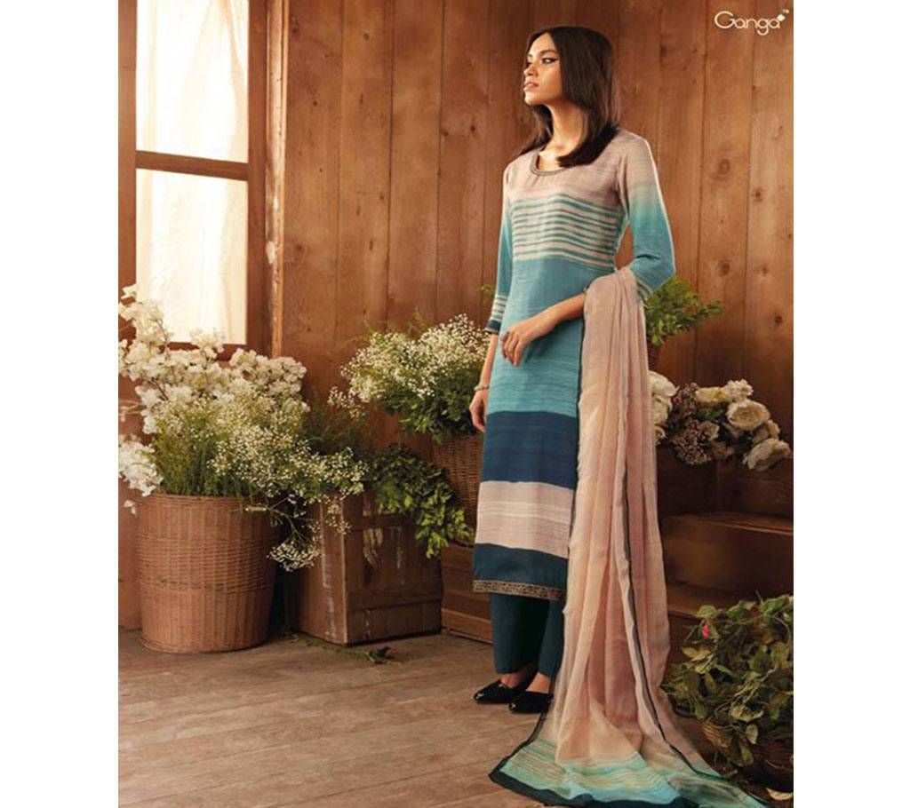 Ganga The Carol Palette Unstitched Printed Cotton Three Piece