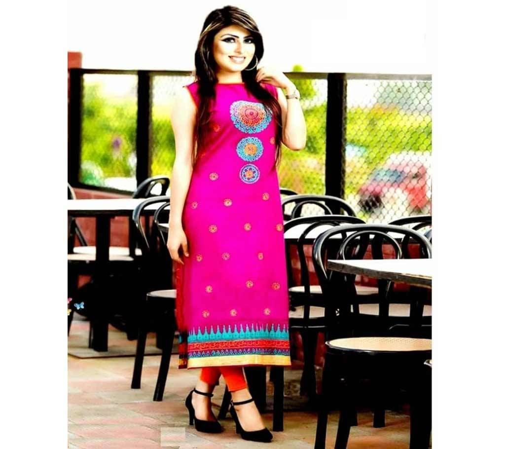 Unstitched block printed Rajdhani voyel cotton Salwar Kameez St block-606
