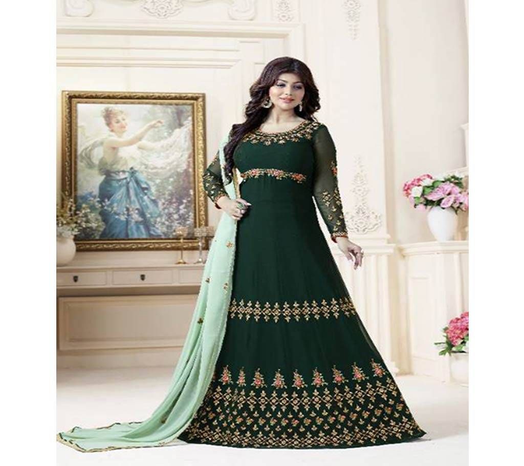 Unstitched green georgette Gown suit Lavina-7001