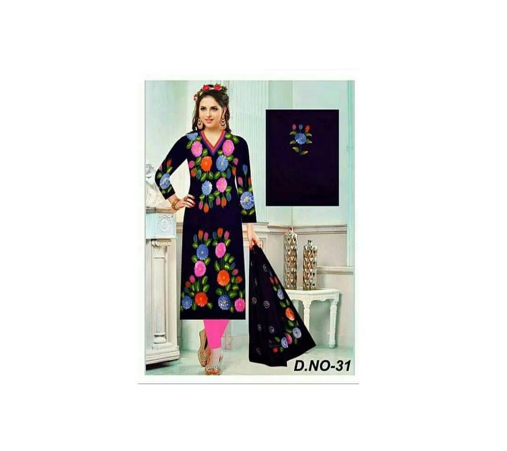 Un-stitched Rajdhani Voyel Cotton Hand print Salwar kameez St block-929 - Copy