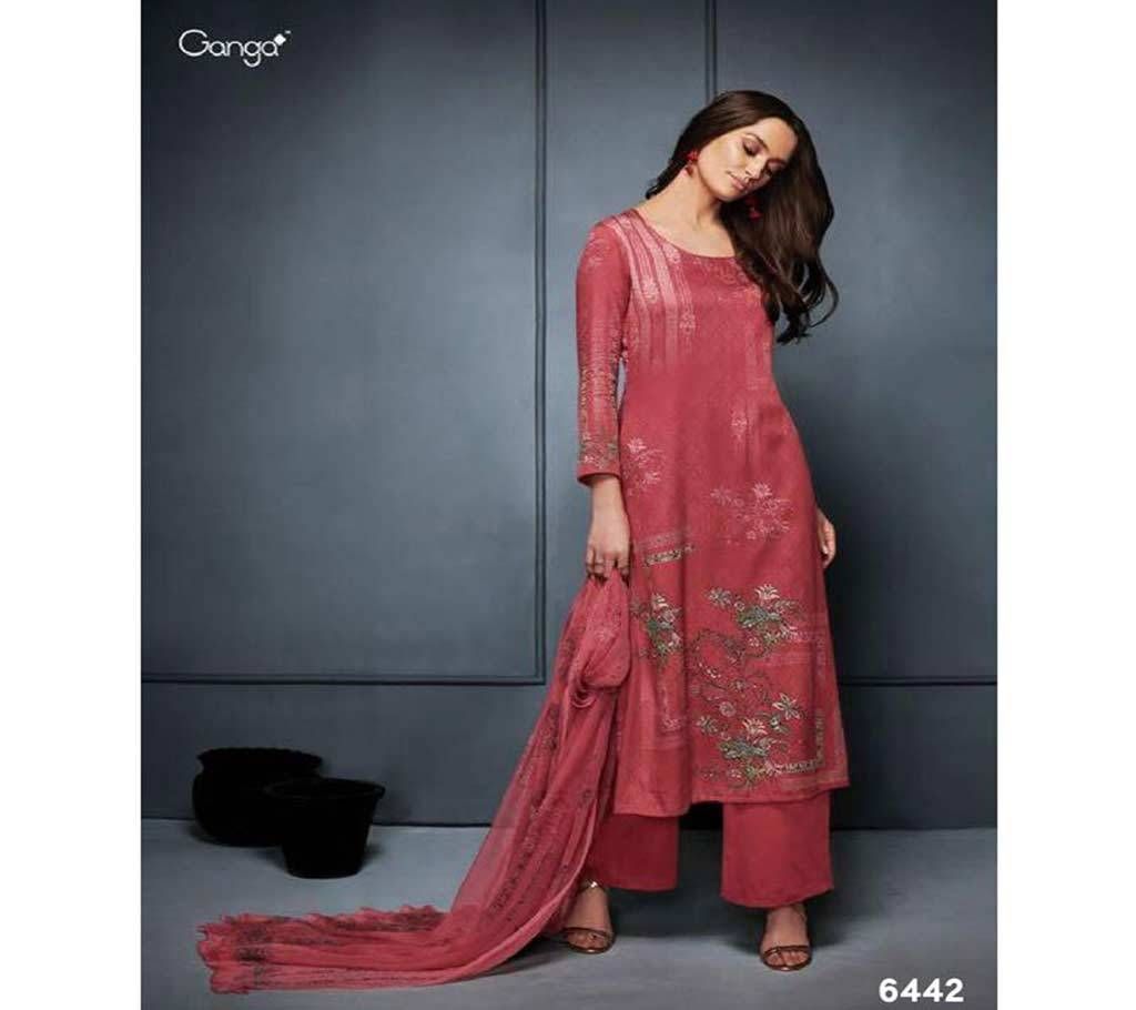 Ganga Libas - 6442 Unstitched Satin Suit