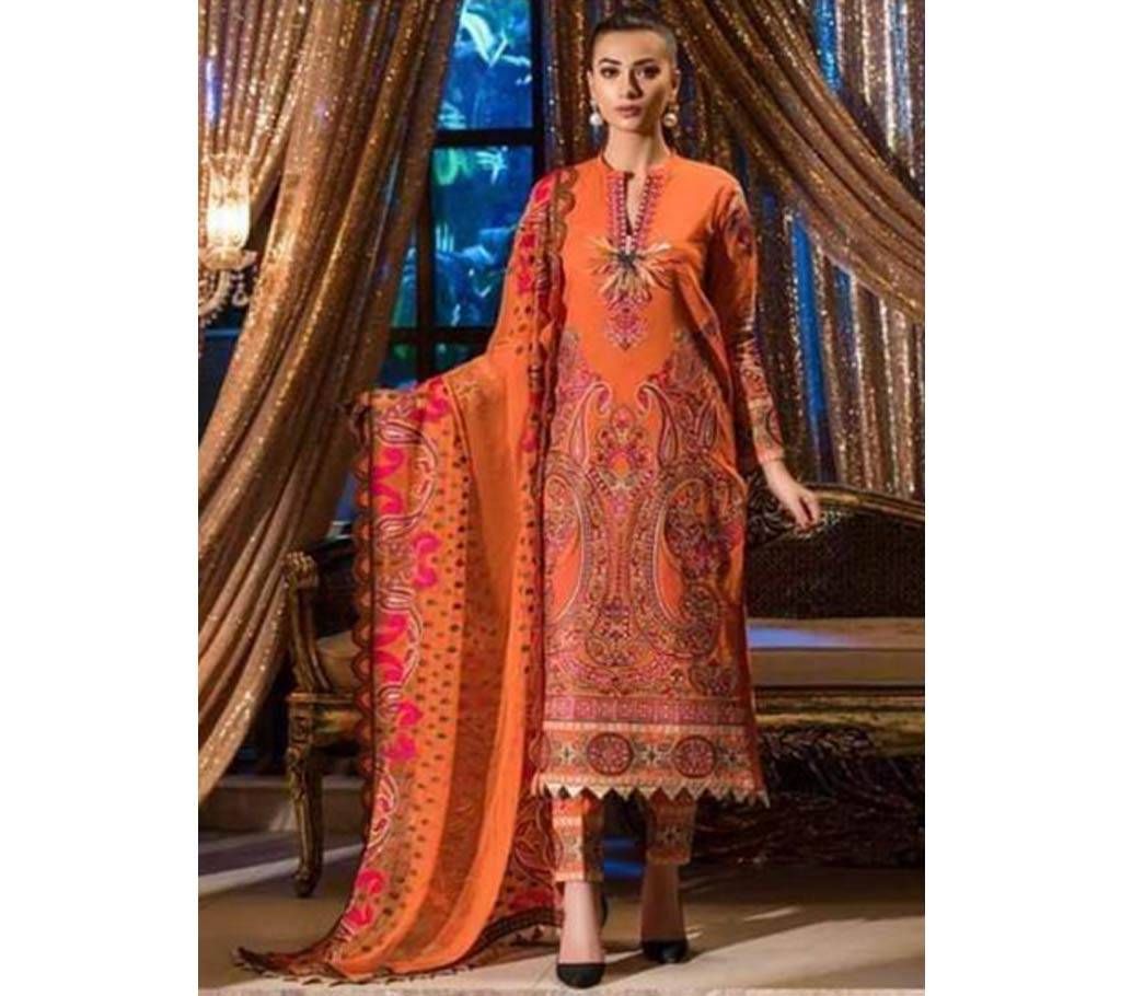 Johora Gold Unstitched Cotton Suit