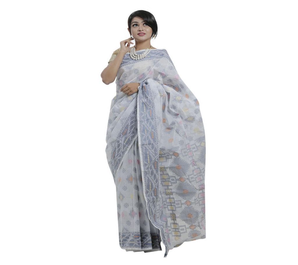 Off White Tangail Cotton Jamdani Saree